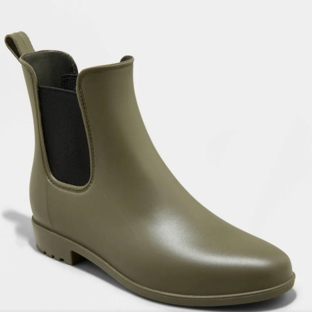 Olive Green Chelsea Rain Boots
